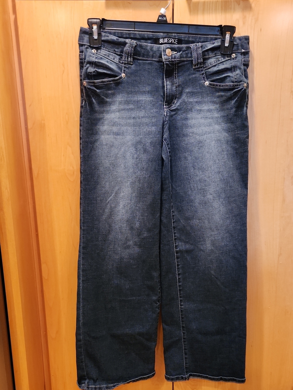 Blue Spice Women's Faded Dark Blue Wide-Leg Jeans